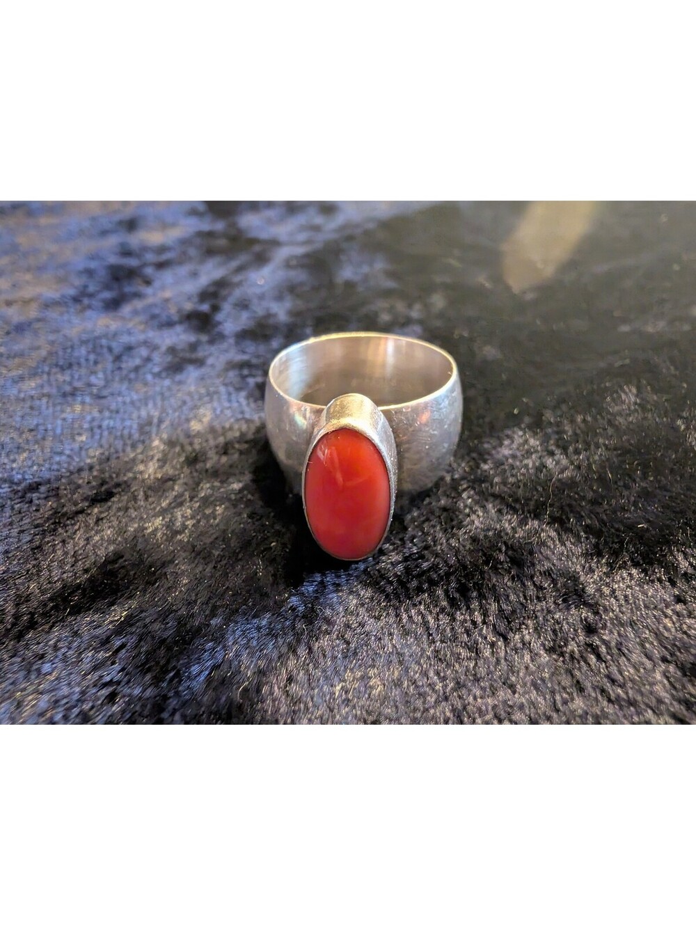Vintage Sterling Silver Ring with Red Coral Stone